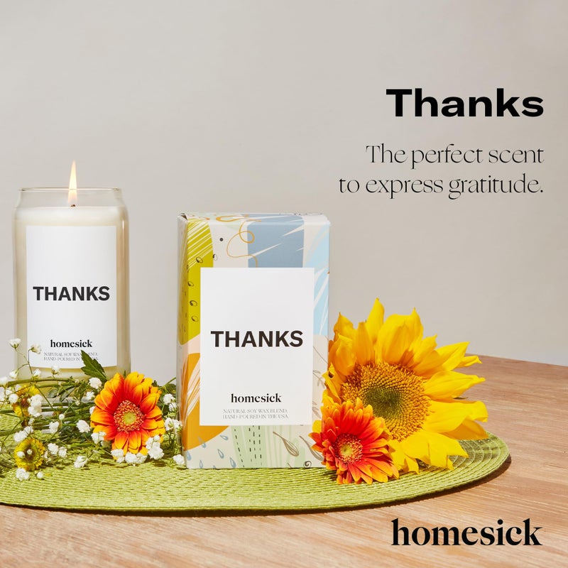 Homesick Scented Candles for Home (Thanks) - 13.75 oz Long-Lasting Soy Wax Blend Jar Candle Gifts for Women for All Occasions, 60-80 Hours Burn Time - Notes of Cucumber, Lemon & Patchouli - Image 2